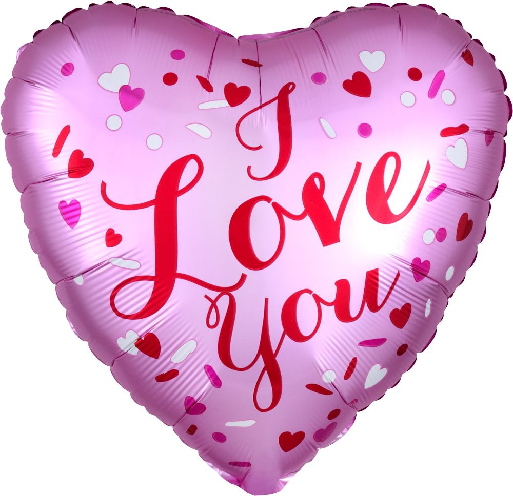 Anagram Folienballon Herz Satin I Love You Rosa 45cm/18" | HanseGas