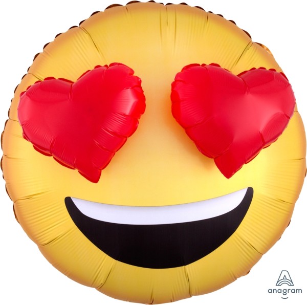 Anagram Folienballon Emojis Heart Eyes Yellow & Red 70cm/27"