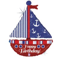Betallic Folienballon Nautical Birthday Sailboa Holo 95cm/37"  Betallic Folienballon Nautical Birthday Sailboa Holo 95cm/37"