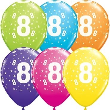 Qualatex Latexballon Stars 8-A-Round Tropical Assortment 28cm/11" 25 Stück