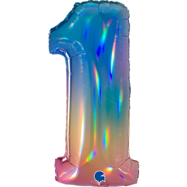 Grabo Folienballon Zahl 1 Colourful Rainbow 100cm/40"