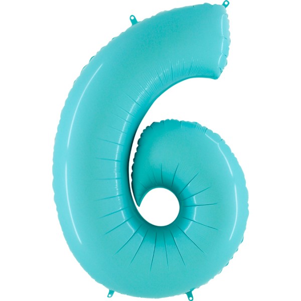 Grabo Folienballon Zahl 6 Pastel Blue 100cm/40"