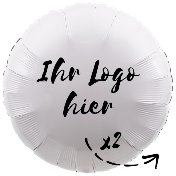 Folien-Werbeballon Rund Metallic White 45cm/18" 2-Seitig bedruckt