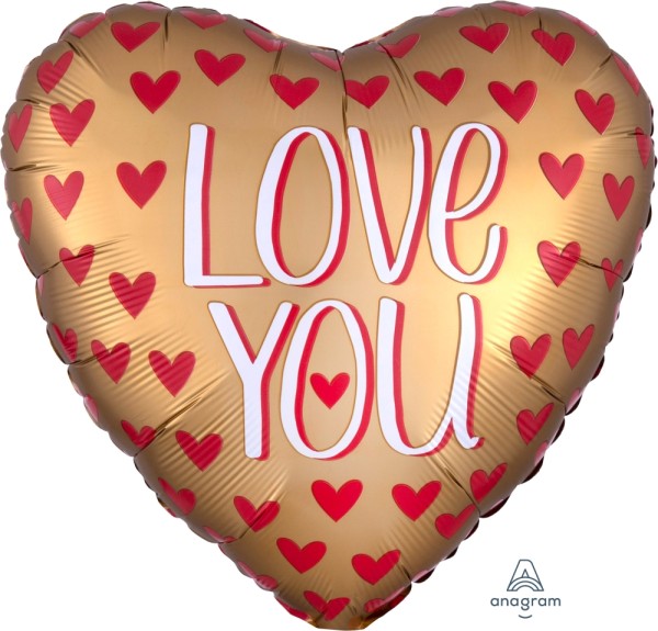 Anagram Folienballon Herz Satin Love You Gold 45cm/18"