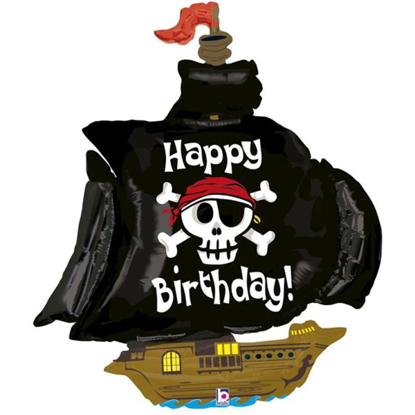 Betallic Folienballon Happy Birthday Pirate Ship 117cm/46"