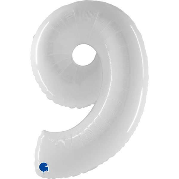 Grabo Folienballon Zahl 9 Shiny White100cm/40"