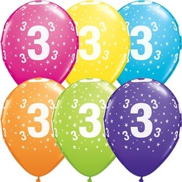 Qualatex Latexballon Stars 3-A-Round Tropical Assortment 28cm/11" 50 Stück