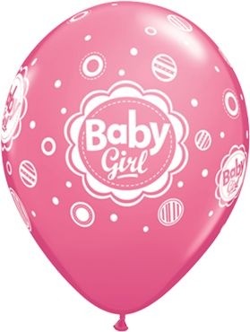 Qualatex Latexballon Baby Girl Dots Rose 28cm/11" 6 Stück