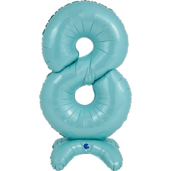 Grabo Folienballon Zahl 8 Pastel Blue standups 65cm/25"