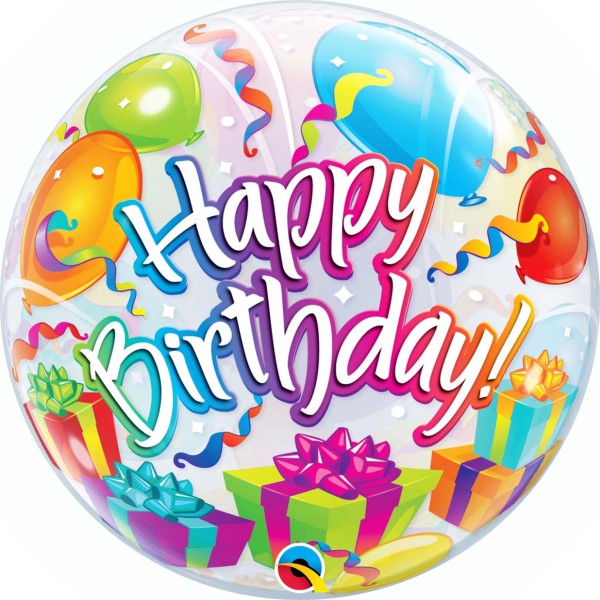Qualatex Bubble Ballon Happy Birthday Surprise 55cm/22"