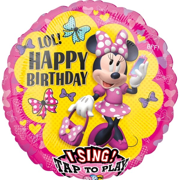 Anagram Musikballon Pink Minnie Mouse "Happy Birthday" 70cm/28"