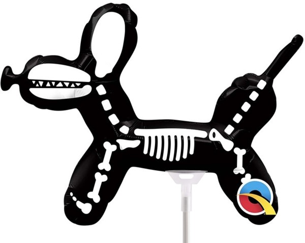 Qualatex Folienballon Dog Skeleton 35cm/14" luftgefüllt mit Stab