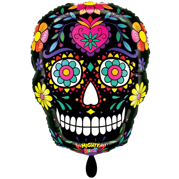 Betallic Folienballon XXL Mighty Black Sugar Skull 56cm/22"