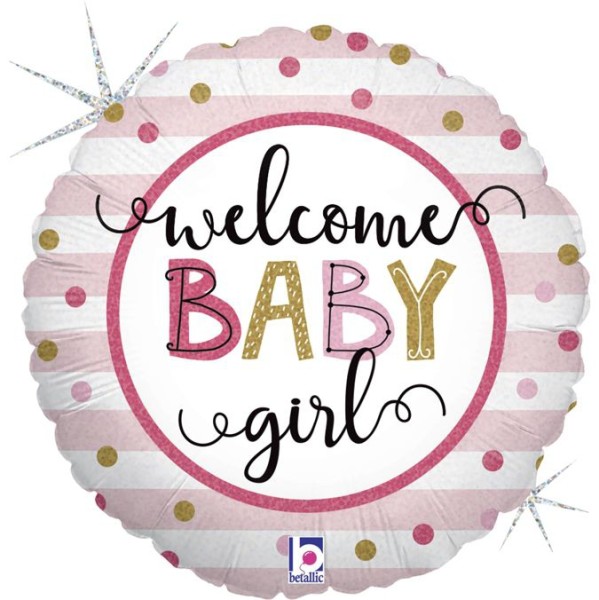 Betallic Folienballon Rund "Welcome Baby Girl" 45cm/18"