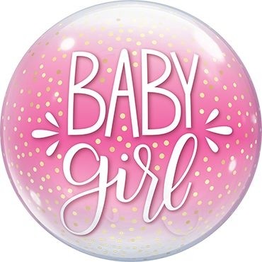 Qualatex Bubble Baby Girl Pink & Confetti Dots 55cm/22"