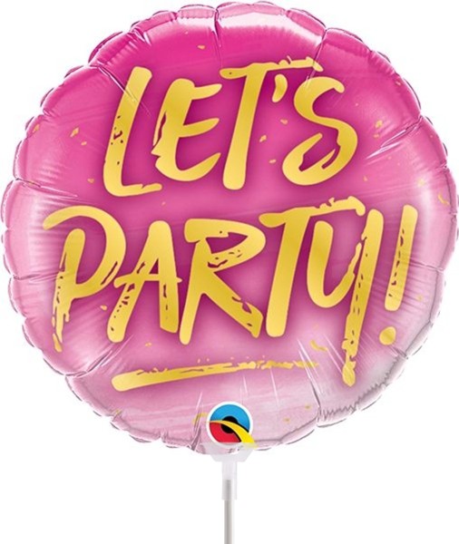 Qualatex Folienballon Let's Party! 23cm/9" luftgefüllt mit Stab
