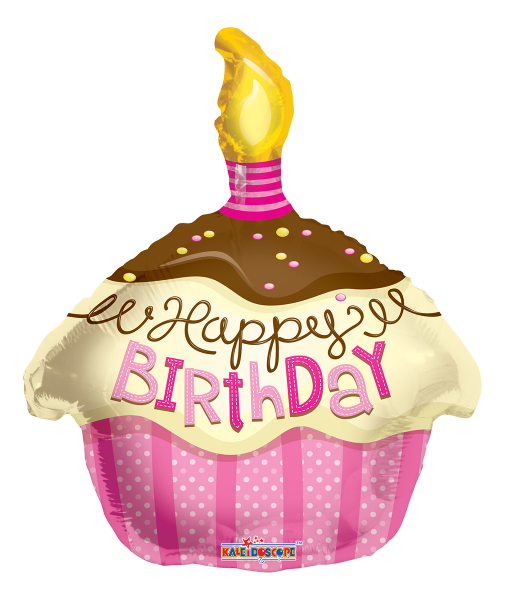 Kaleidoscope Folienballon "Happy Birthday - Pinker Cupcake" 45cm/18"