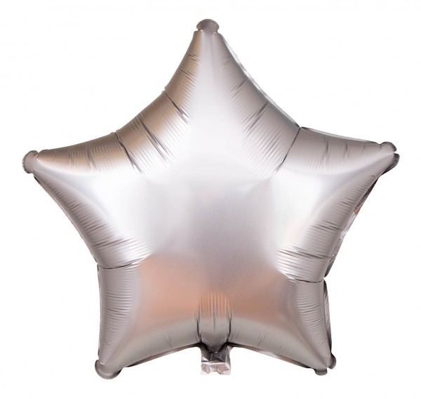 Folienballon Stern, Satin Silber, 50cm Ø