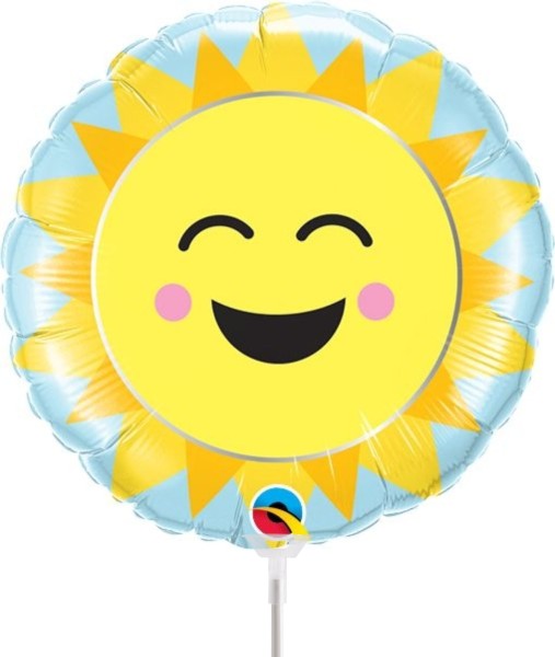 Qualatex Folienballon Sunshine Rainbow 23cm/9" luftgefüllt mit Stab