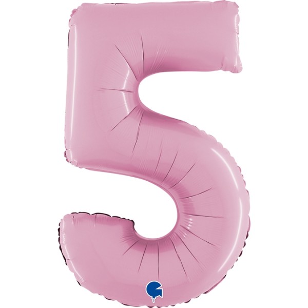 Grabo Folienballon Zahl 5 Pastel Pink 66cm/26"