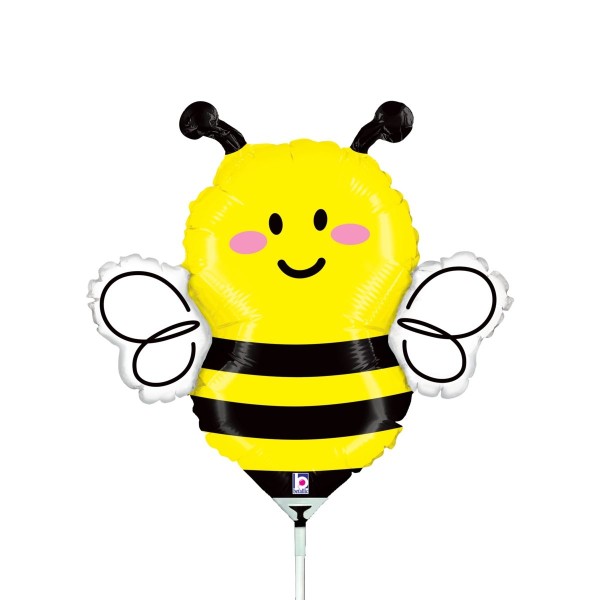 Betallic Folienballon Bee Mini 35cm/14" luftgefüllt mit Stab
