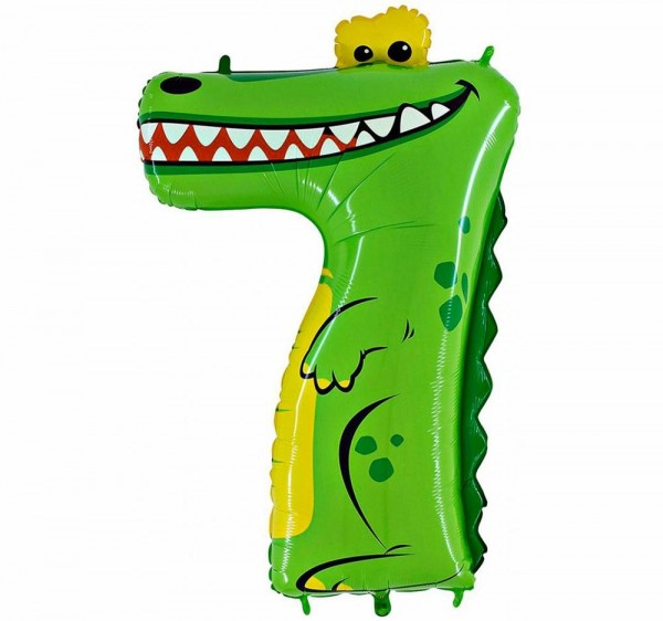 Grabo Folienballon Zahl 7 Animaloon Krokodil 100cm/40"