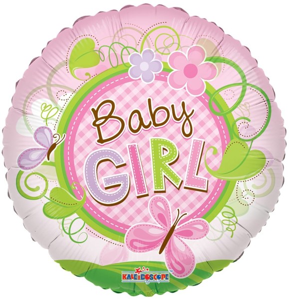 Kaleidoscope Folienballon Baby Girl Butterfly Clear View 45cm/18"