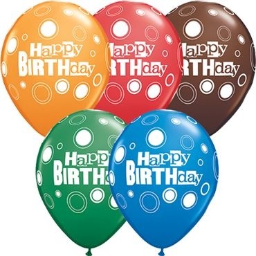 Qualatex Latexballon Birthday Bold Dots Assortment 28cm/11" 25 Stück