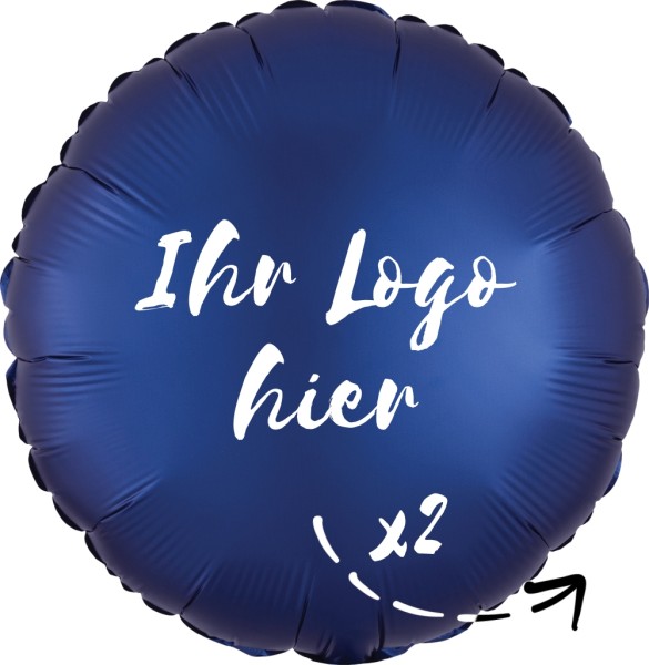 Folien-Werbeballon Rund Satin Luxe Navy 45cm/18" 2-Seitig bedruckt