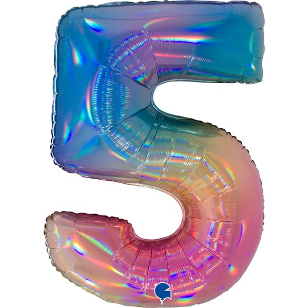 Grabo Folienballon Zahl 5 Colourful Rainbow 100cm/40"