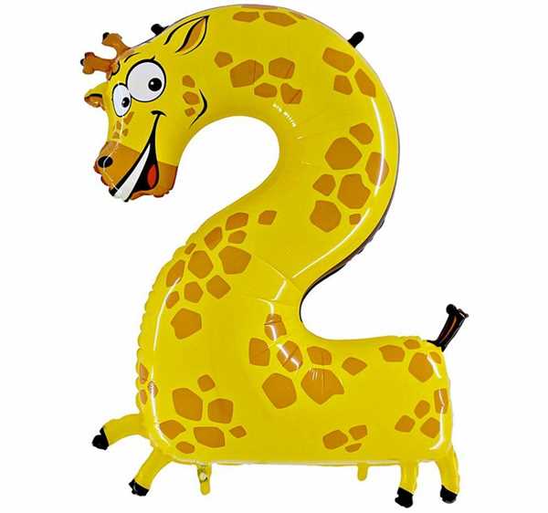 Zahlenballon "Giraffe - Zahl 2"