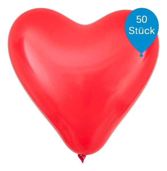 Rote Herzluftballons 33cm/13" 50 Stück