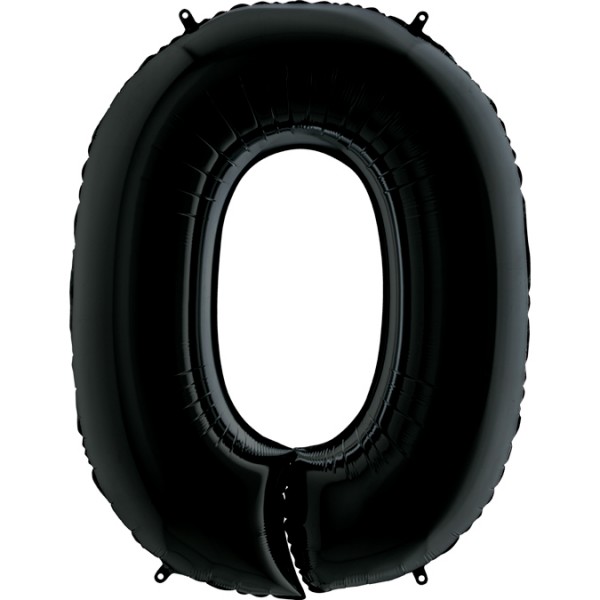 Grabo Folienballon Zahl 0 Black 100cm/40"