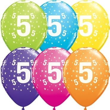 Qualatex Latexballon Stars 5-A-Round Tropical Assortment 28cm/11" 50 Stück