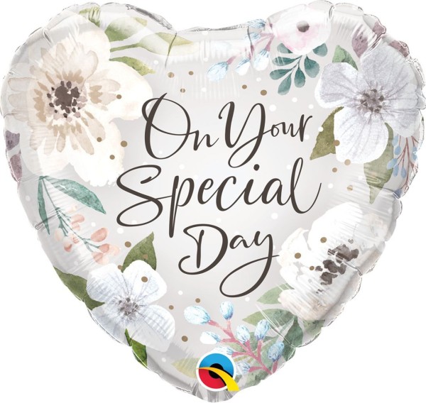 Qualatex Folienballon Special Day White Floral 45cm/18"