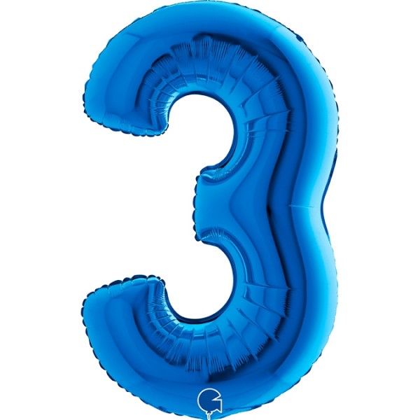 Grabo Folienballon Zahl 3 Blue 100cm/40"
