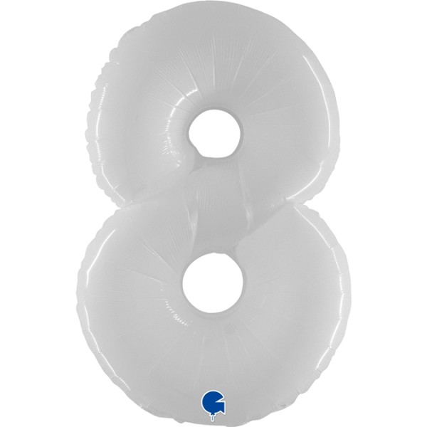 Grabo Folienballon Zahl 8 Shiny White100cm/40"