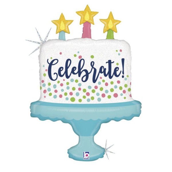 Betallic Folienballon Glittering Celebrate! Cake Holographic 85cm/33"