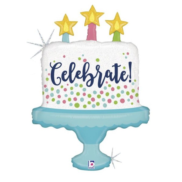 Betallic Folienballon Glittering Celebrate! Cake Holographic 85cm/33"