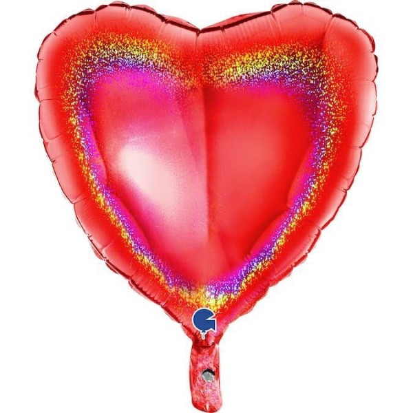 Grabo Folienballon Heart Glitter Holo Red 45cm/18"