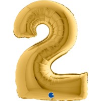 Grabo Folienballon Zahl 2 Gold5 100cm/40"  Grabo Folienballon Zahl 2 Gold5 100cm/40"