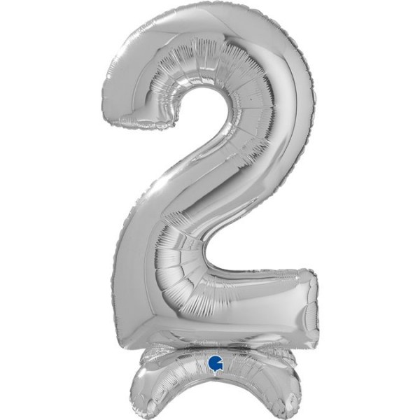 Grabo Folienballon Zahl 2 Silver standups 65cm/25"