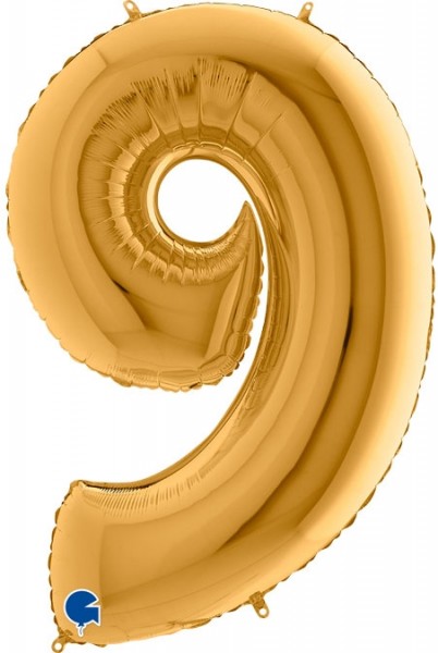 Grabo Folienballon Zahl 9 Gold 100cm/40"