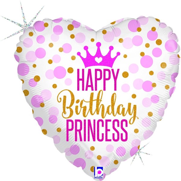 Betallic Folienballon Glitter Birthday Princess Holographic 45cm/18"