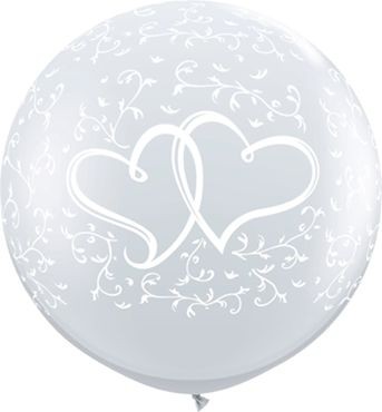 Qualatex Latexballon Entwined Hearts-A-Round Diamond Clear 90cm/3' 2 Stück