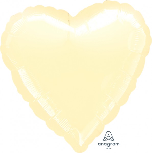 Anagram Folienballon Herz Metallic Pearl Elfenbein (Ivory) 45cm/18"