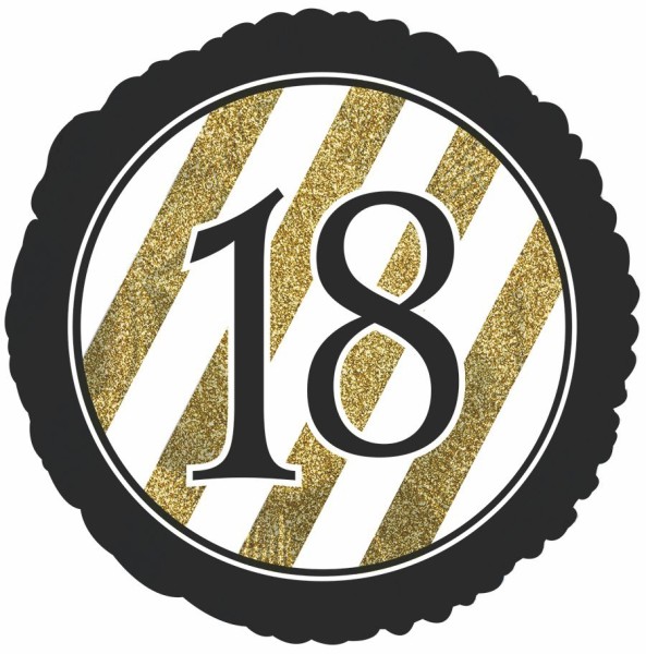 CTI Folienballon Zahl 18 Black & Gold Glitter 45cm/18"