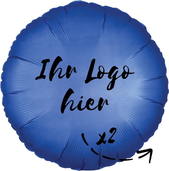 Folien-Werbeballon Rund Satin Luxe Azure 45cm/18" 2-Seitig bedruckt