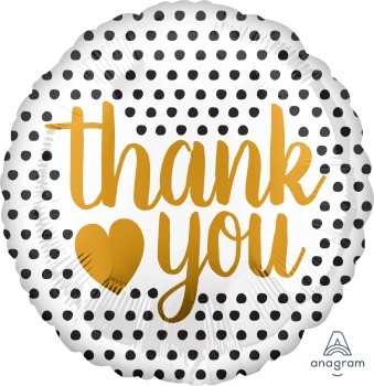Anagram Folienballon Rund 45cm Durchmesser "Thank You" Modern Dots