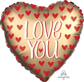 Anagram Folienballon Satin Herz 60cm Durchmesser Love You Gold